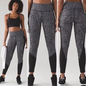 Lululemon Black and White Black Mesh Panel Tights Size 2